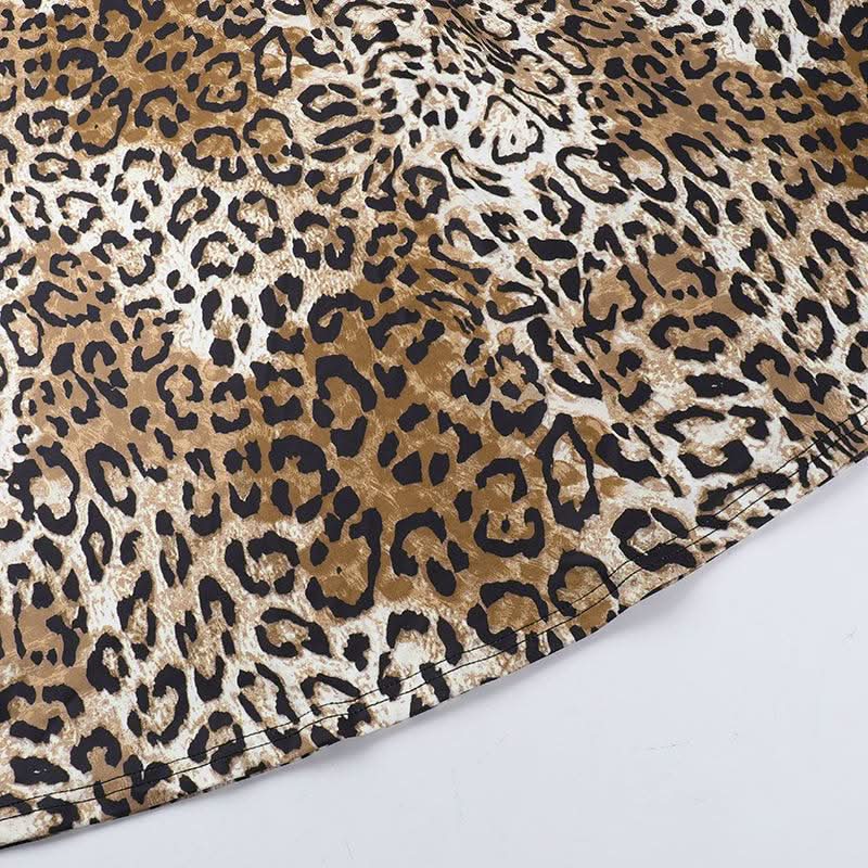 Lace hem v neck leopard print cami midi dress