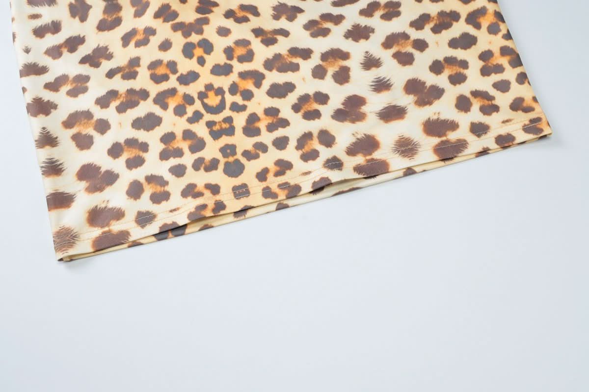 Square neck leopard print mini dress