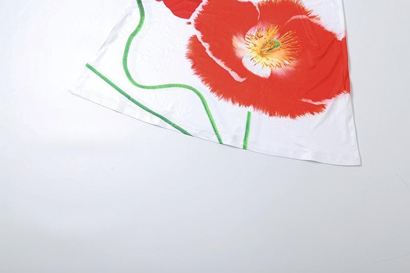 Flower print backless u neck cami maxi dress