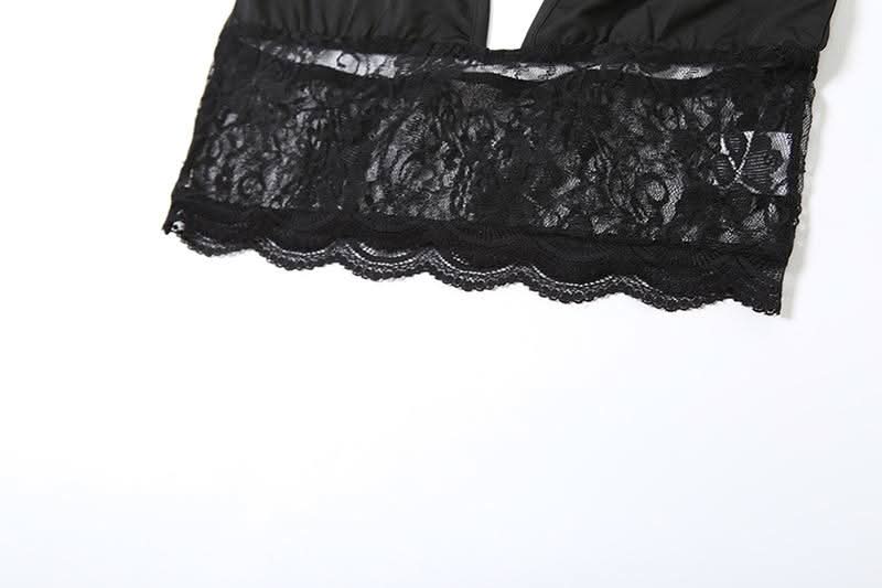 Halter v neck lace backless maxi skirt set
