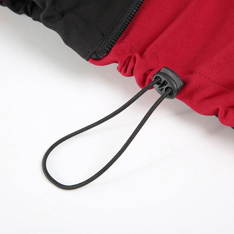 Contrast zip-up drawstring cargo pant