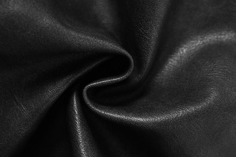 Buckle PU leather zip-up backless tube crop top