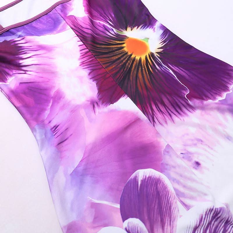 U neck flower print cami maxi dress