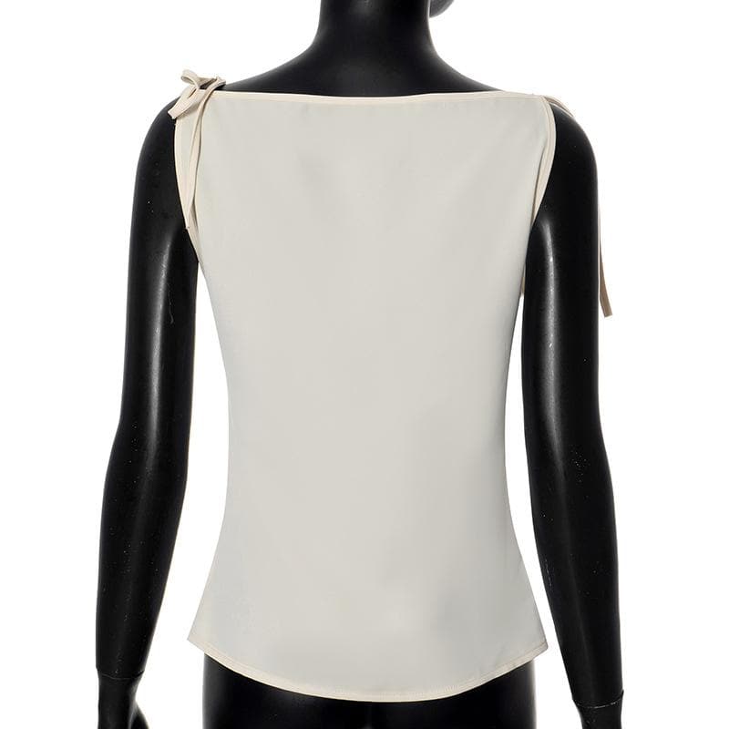 Patchwork knotted irregular ruffle top
