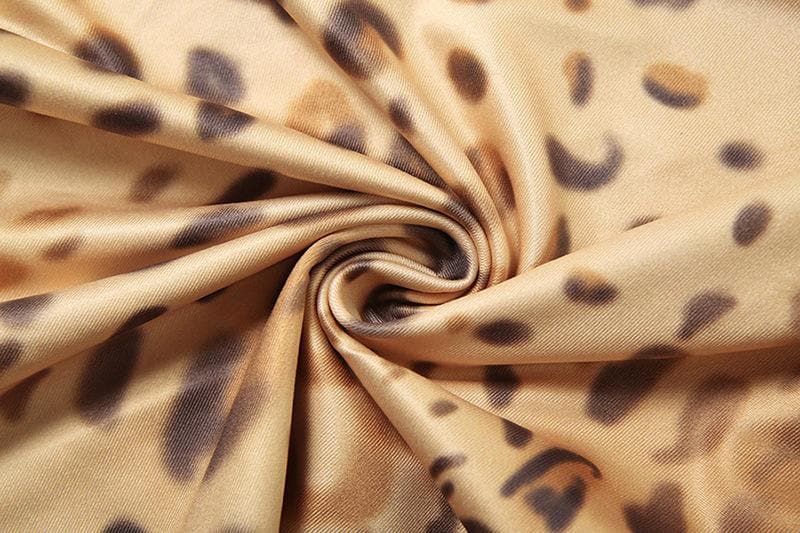 Leopard print halter self tie irregular backless maxi dress