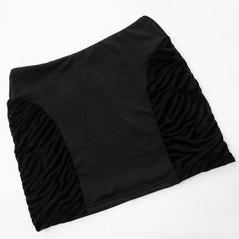 Long sleeve hollow out zebra print see through mini skirt set