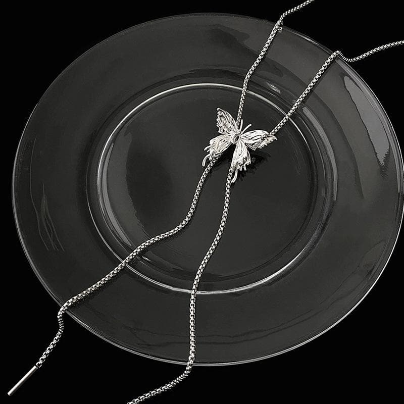 Butterfly pendant adjustable chain 3-way necklace