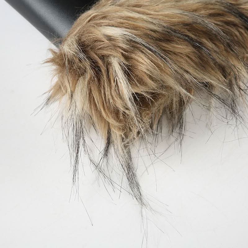 Fluffy PU leather adjustable buckle belt