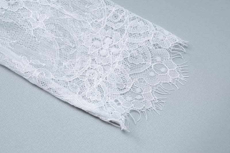 Long sleeve lace zip-up ruched shrug cami maxi dress-final-sale