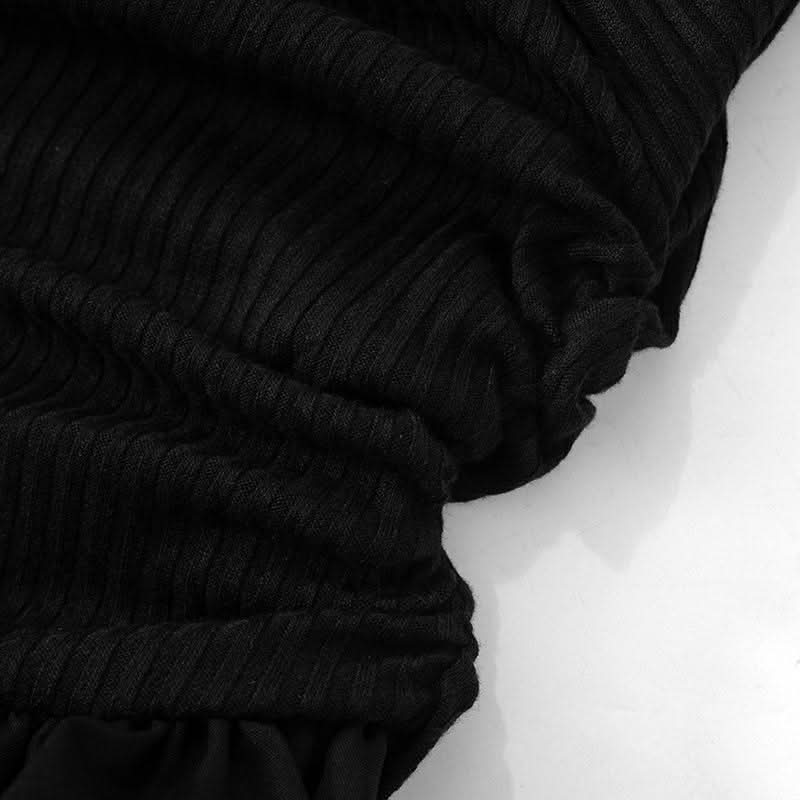 Long sleeve ruched textured irregular knotted maxi dress