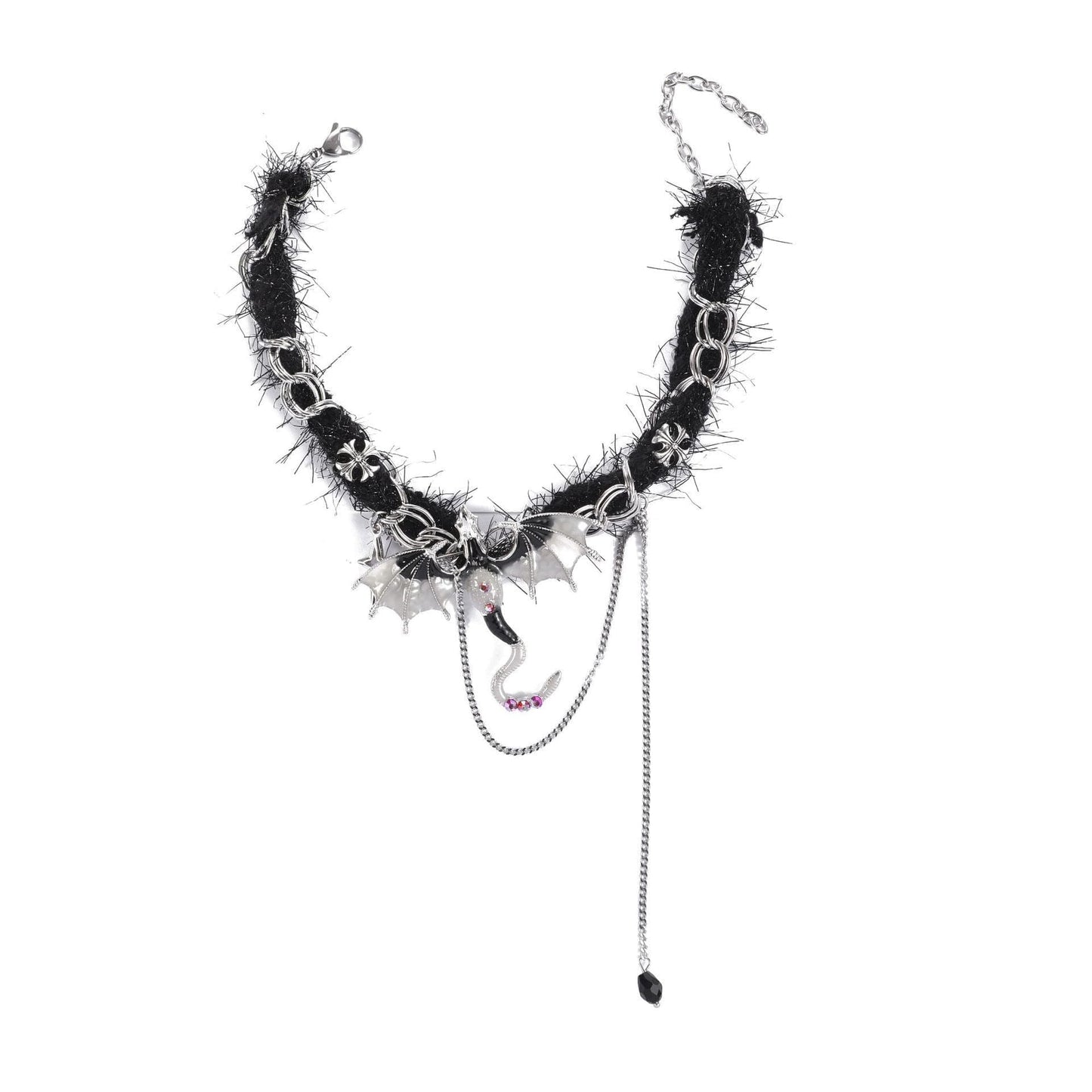 Dragon decor rhinestone choker necklace