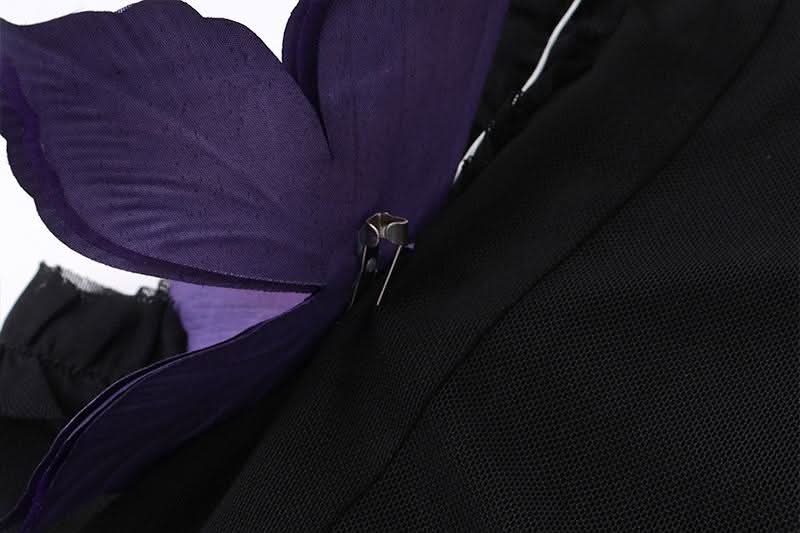 Halter butterfly applique hollow out mesh cut out maxi dress