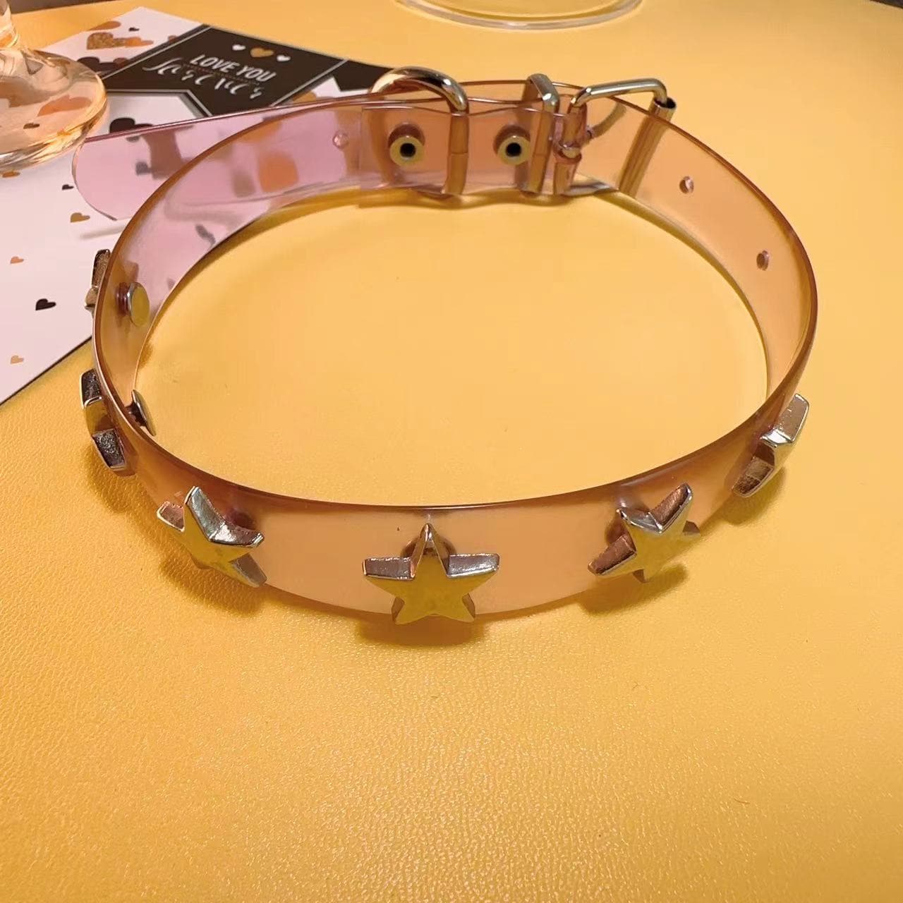 O ring adjustable pink choker necklace