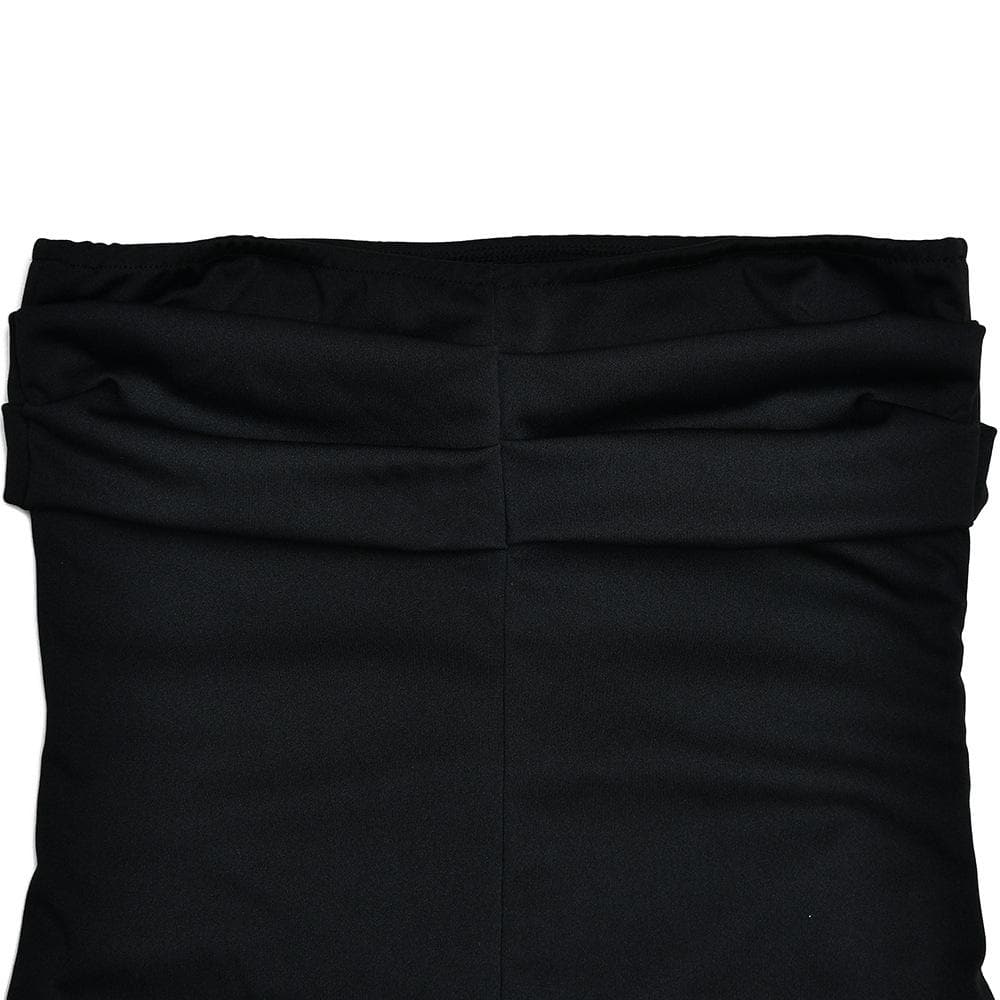 Ruched high slit irregular ruffle tube maxi dress