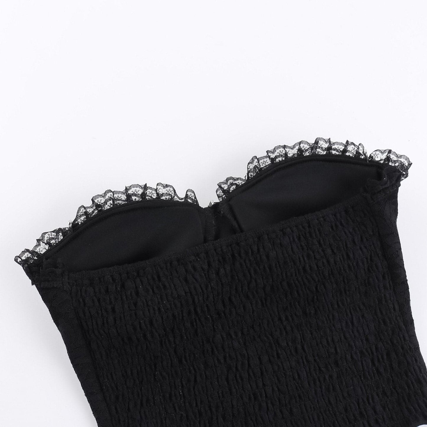 Metal chain lace up sweetheart neck tube top
