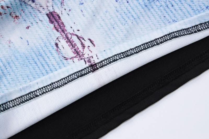 Contrast body print long sleeve high neck patchwork maxi skirt set-final-sale