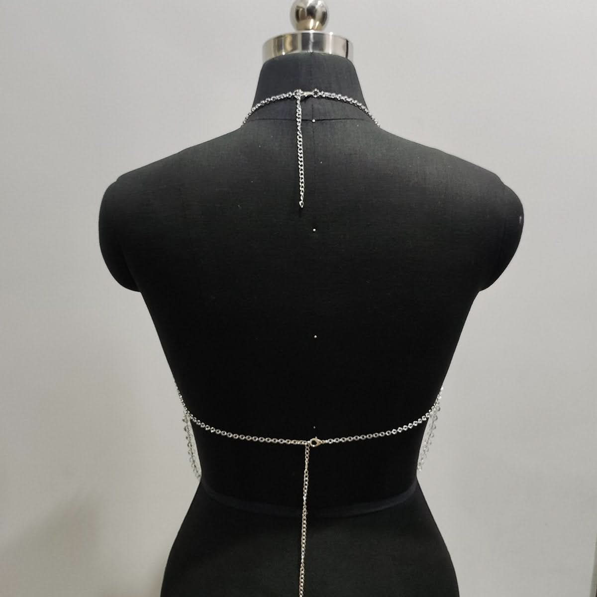 Halter layered pendant beaded backless top