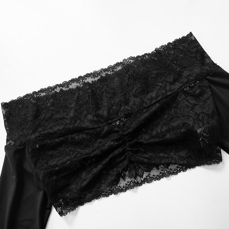 Long sleeve off shoulder see through lace pant set