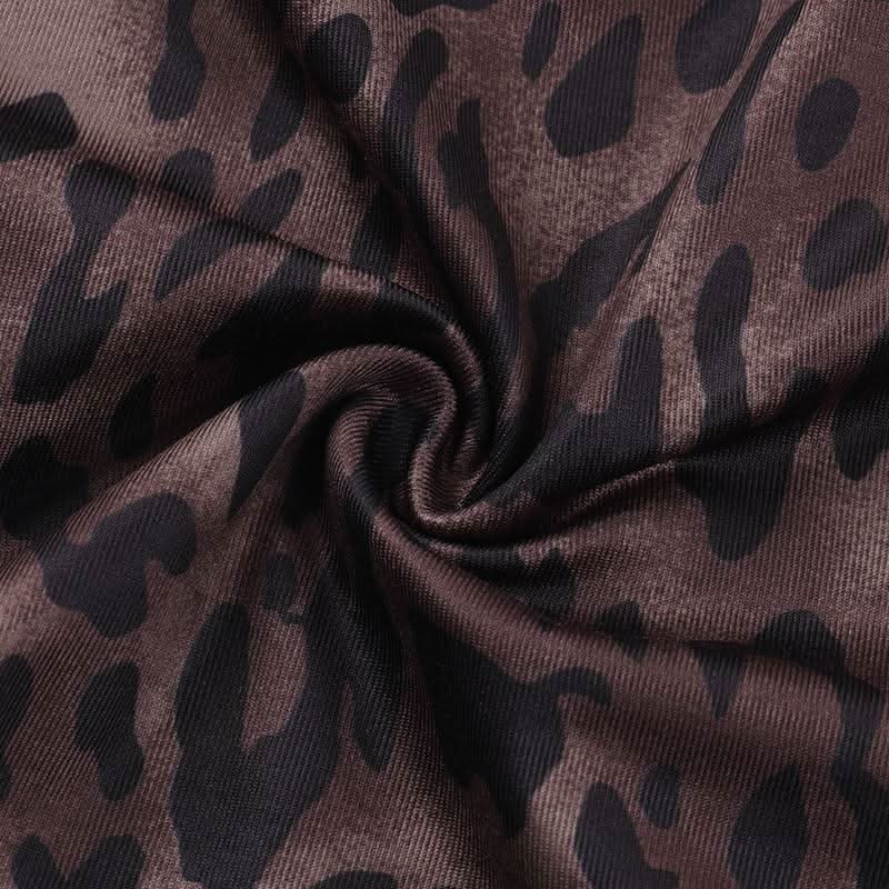 V neck leopard print ruffle backless cami top