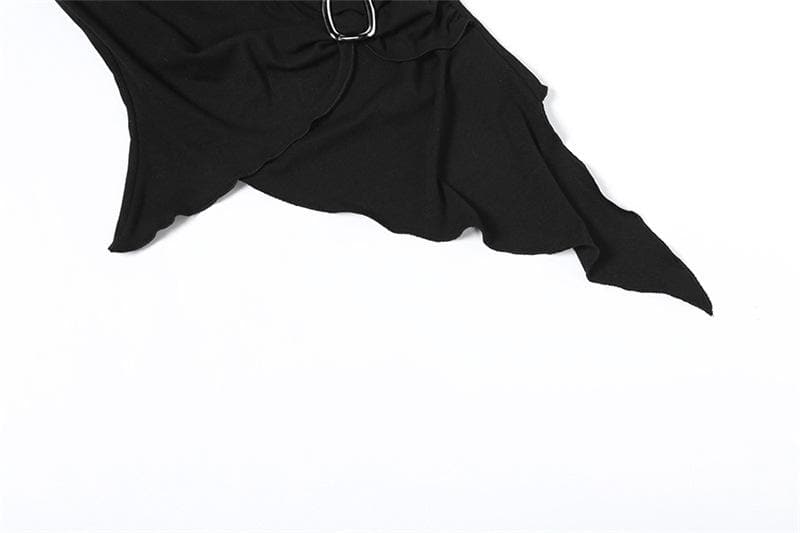 Halter buckle ruffle irregular ruched top