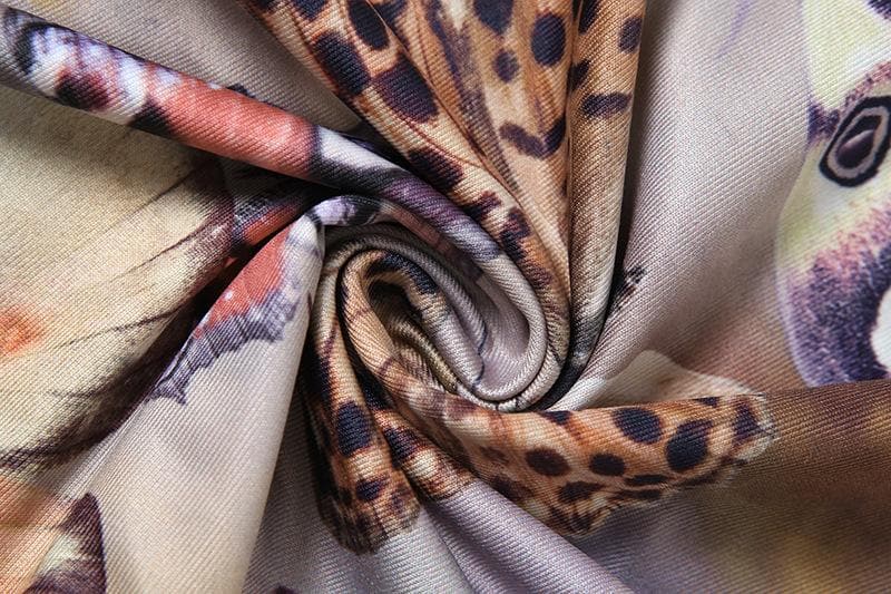 U neck metal chain butterfly print cami maxi dress