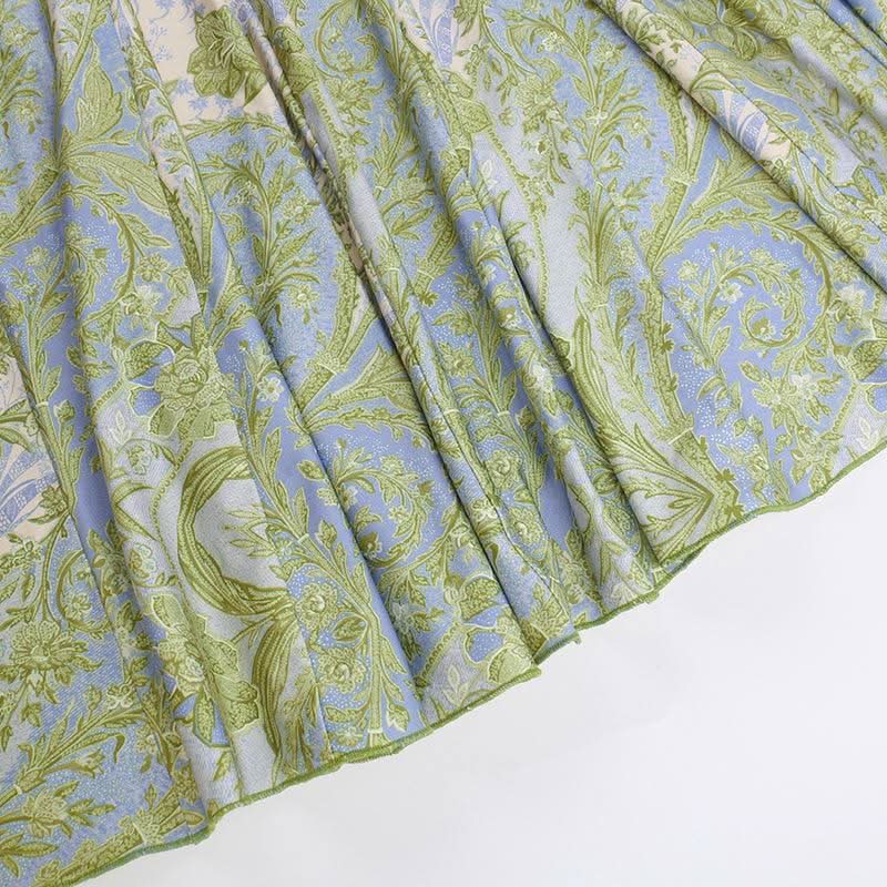 U neck flower print contrast cami maxi dress