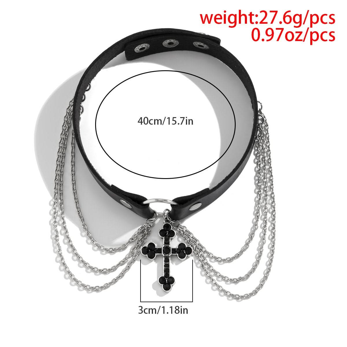 Metal chain cross decor choker necklace