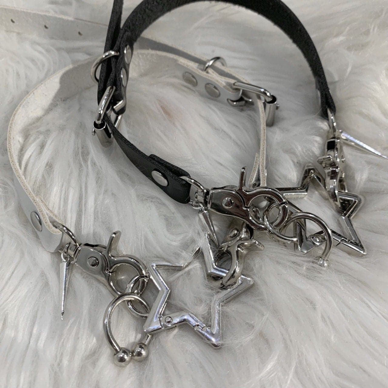 Star decor PU leather adjustable choker necklace