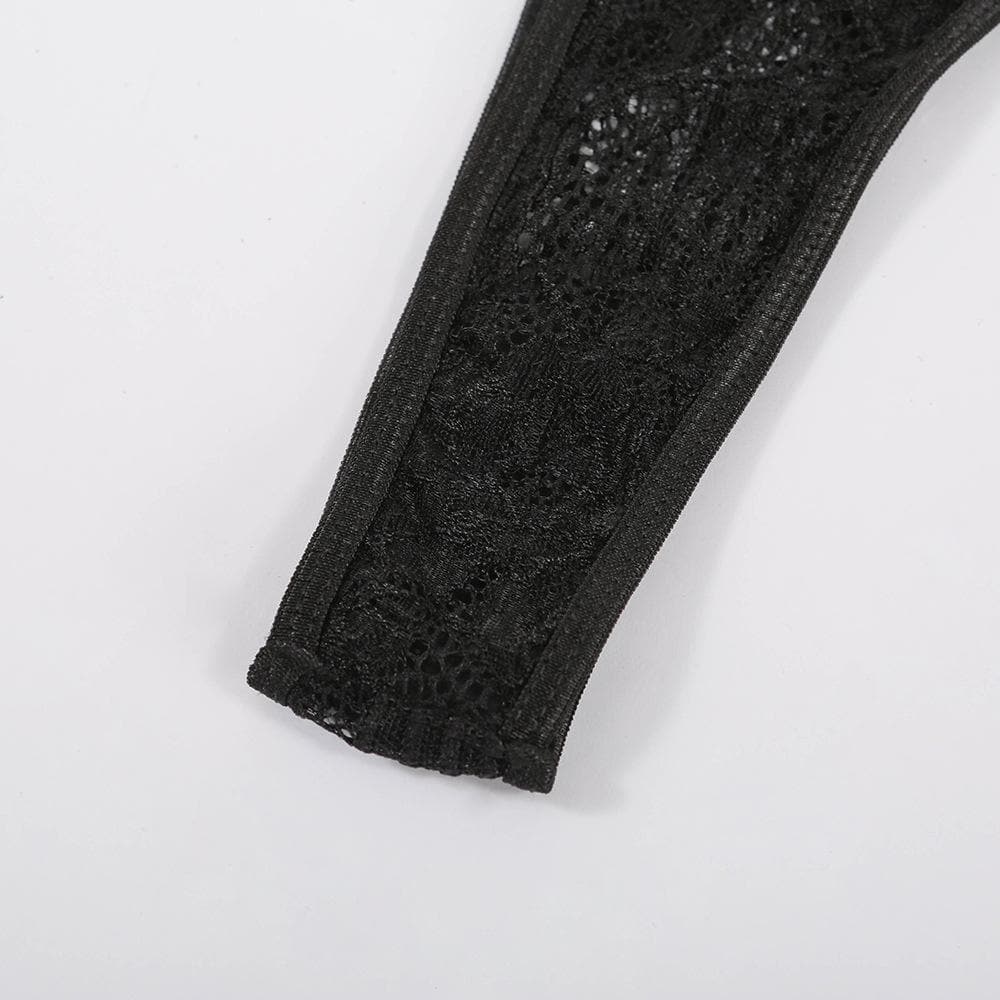 V neck lace bowknot adjustable bodysuit