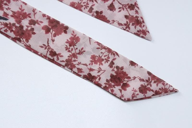 Chiffon flower print contrast backless v neck sleeveless maxi dress-final-sale