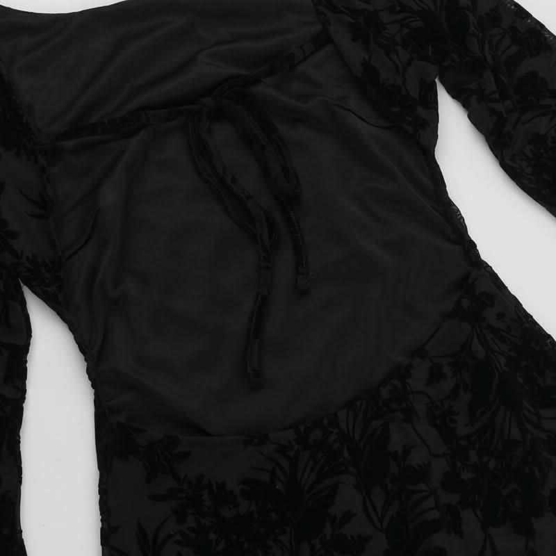 Round neck long sleeve self tie flower print maxi dress