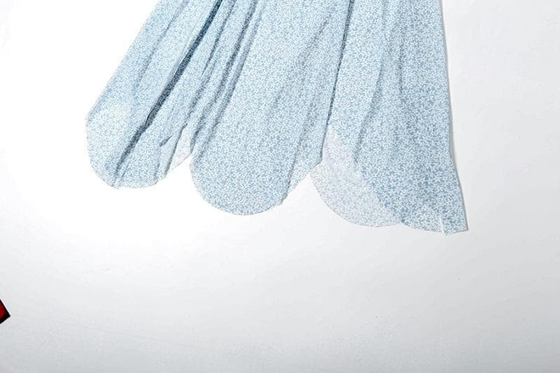 Sheer mesh ruffle flower print tube midi dress