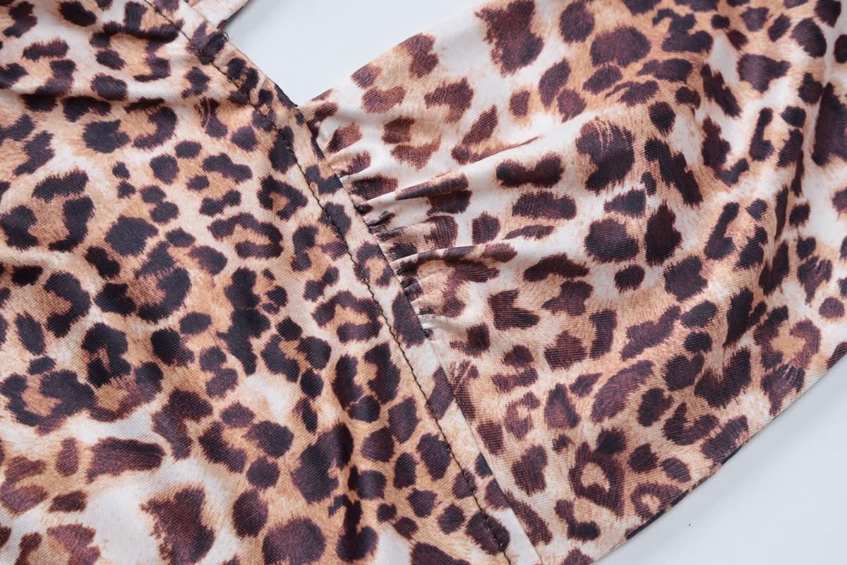 Leopard print halter backless crop top