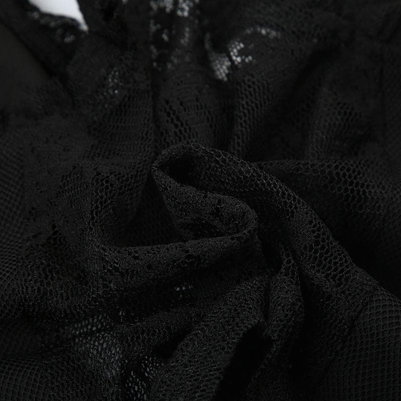 U neck lace ruffle hollow out tank cut out top