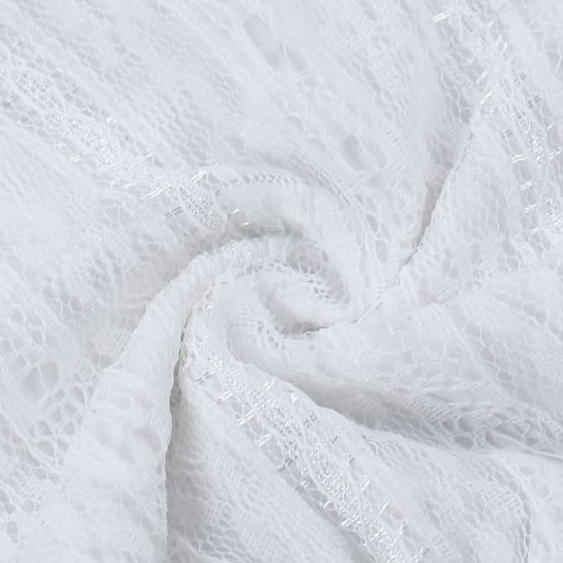 Ruffle v neck lace cap sleeve self tie crop top