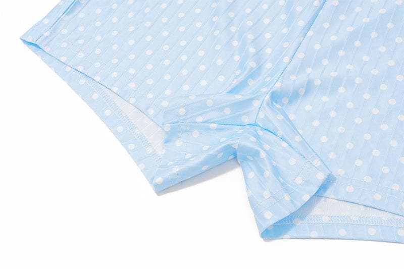 Sleeveless polka dot bowknot hollow out pant set