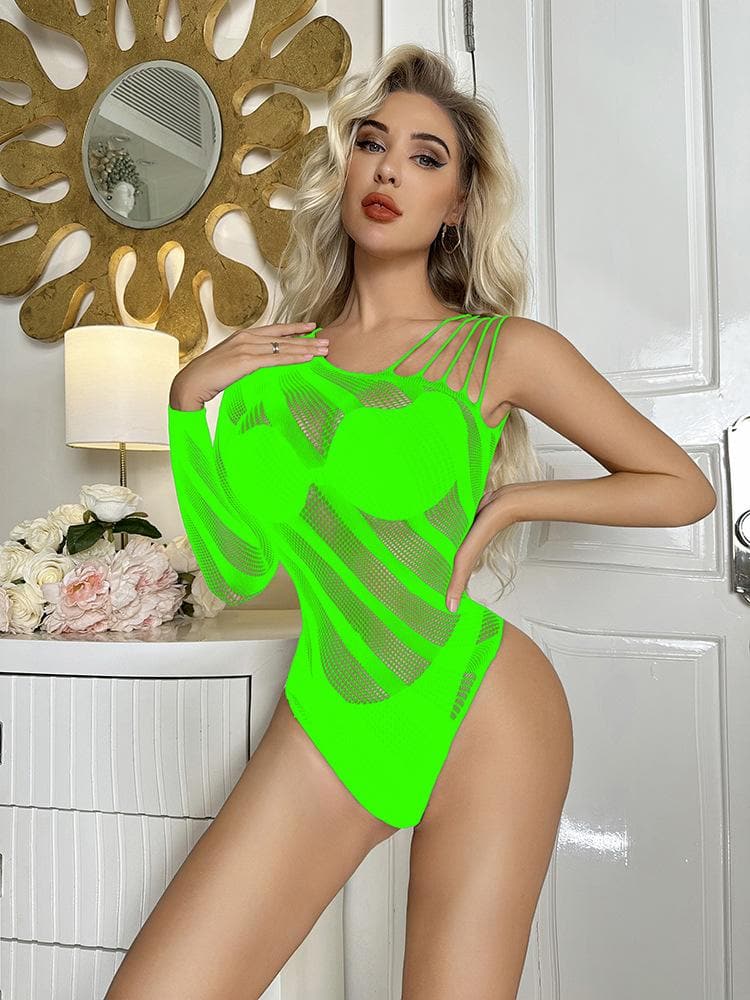 Long sleeve off shoulder irregular strappy bodysuit