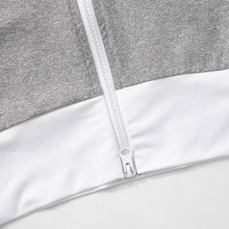 Hoodie zip-up contrast sports pants set