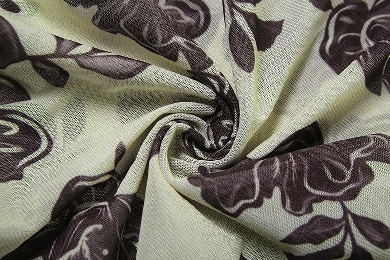 Halter flower print ruched ruffle midi dress-final-sale