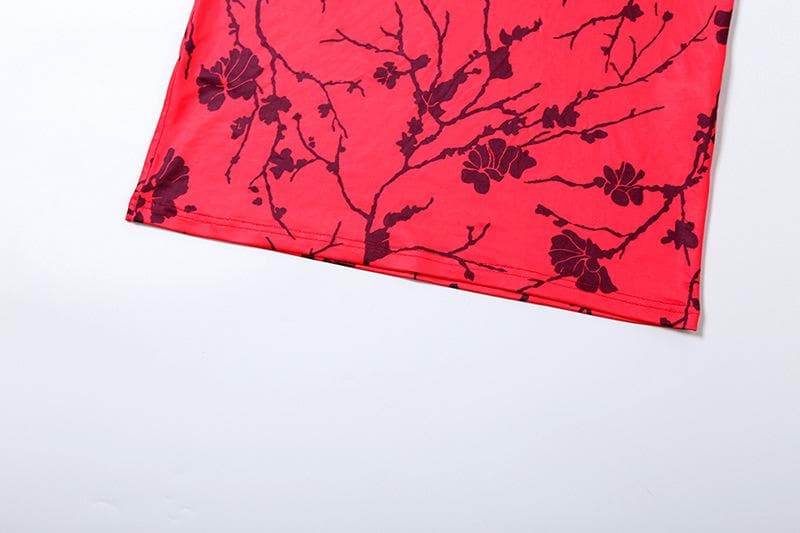 Print cross front ruched cami maxi dress