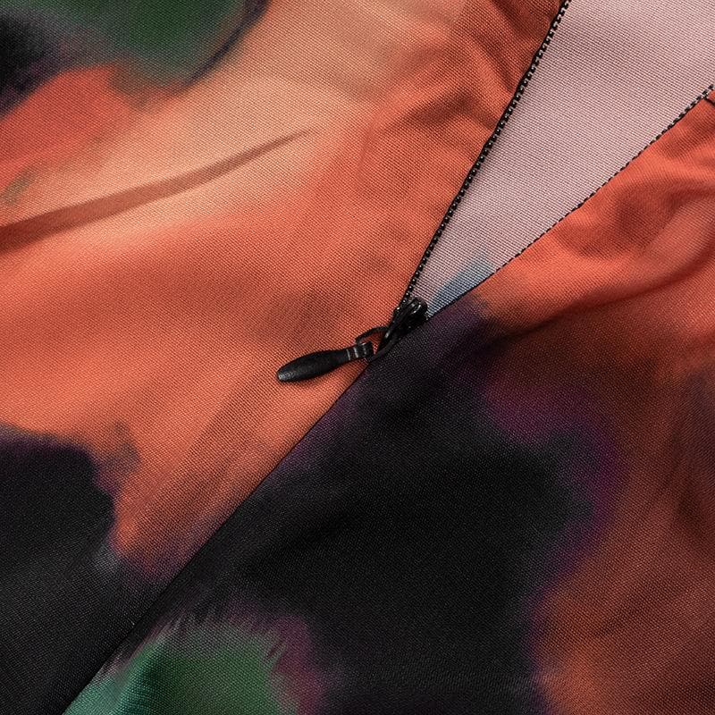 V neck lace hem backless print cami maxi dress