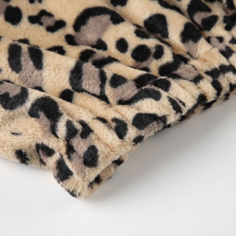 Hoodie long sleeve leopard print zip-up coat top