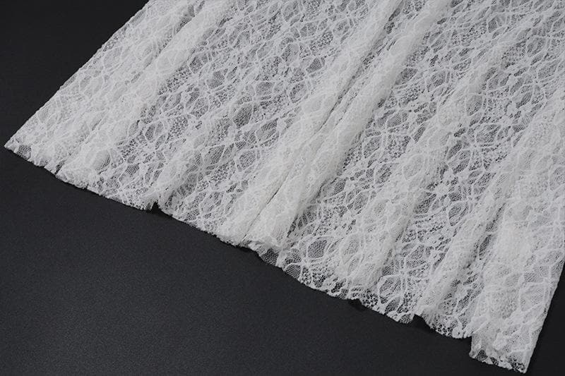 Long flared sleeve lace see through maxi dress