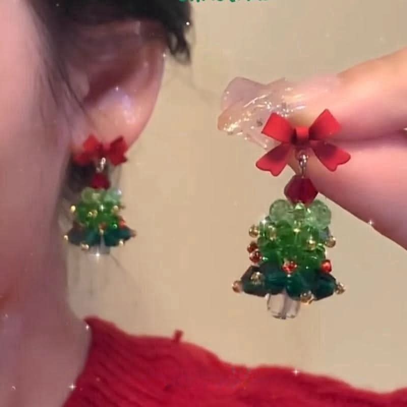 Bowknot pendant christmas tree decor drop earrings