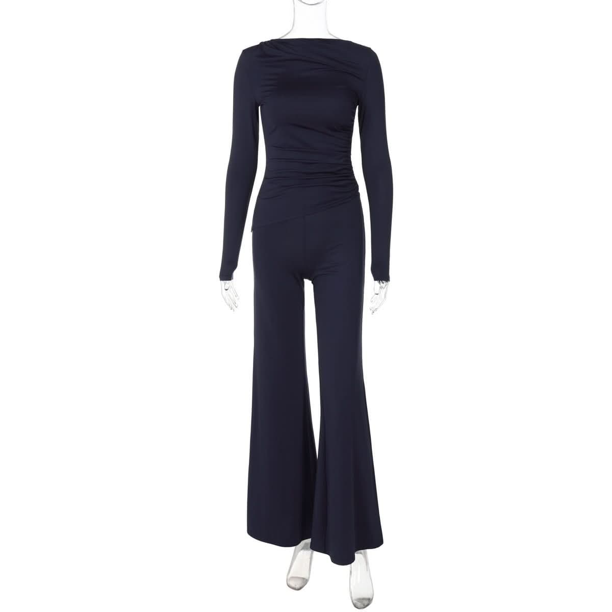 Long sleeve ruched high rise pant set-final-sale
