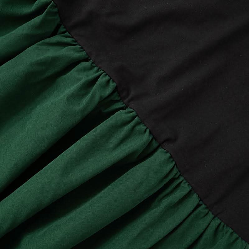 Long sleeve crewneck patchwork ruched maxi dress