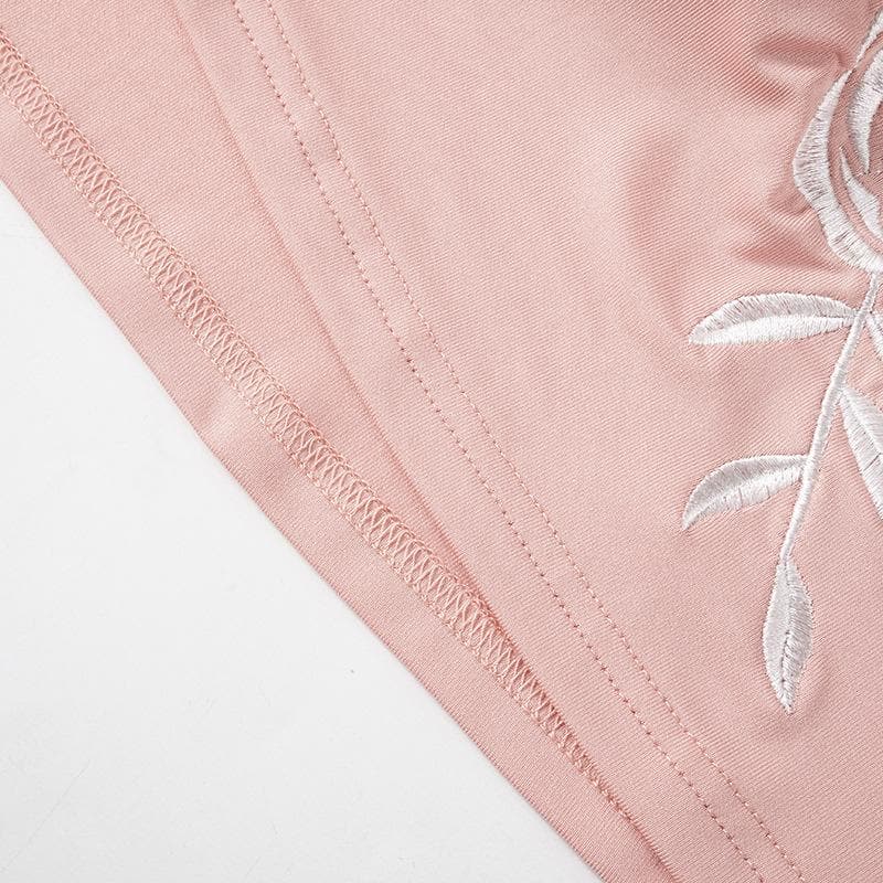 Rose embroidery self tie tube maxi dress