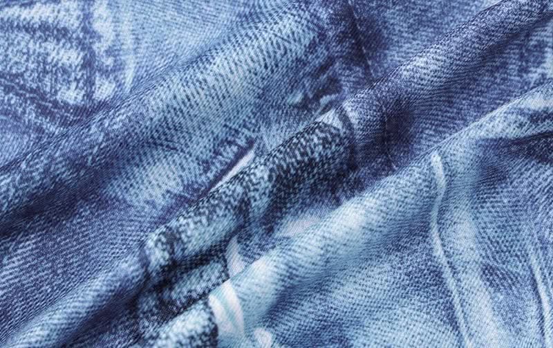 Short sleeve denim print contrast crewneck bodysuit-final-sale