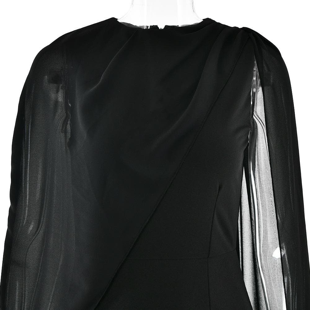 Irregular ruffle chiffon patchwork maxi dress