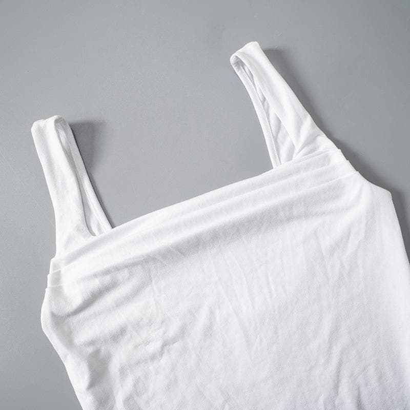 Square neck ruched backless solid top